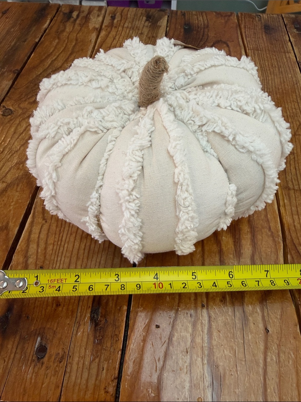 Decorative Cream Fabric Pumpkin - Home Holiday Accent